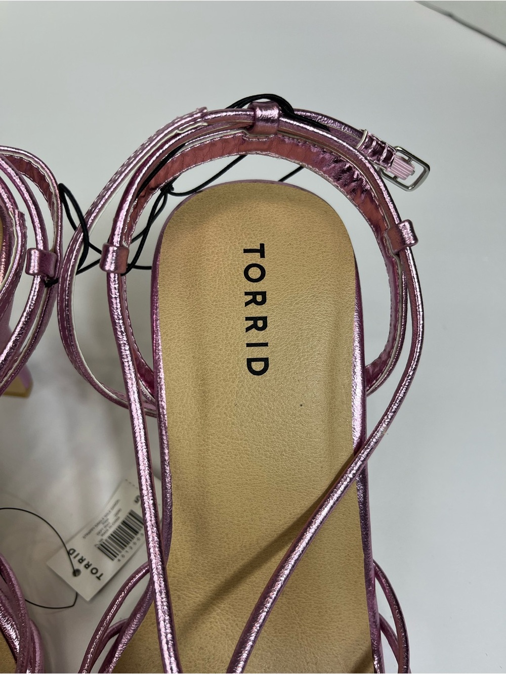 torrid Metallic Rose Pink Strappy Heeled Sandals size 9.5 WW - Picture 2 of 11
